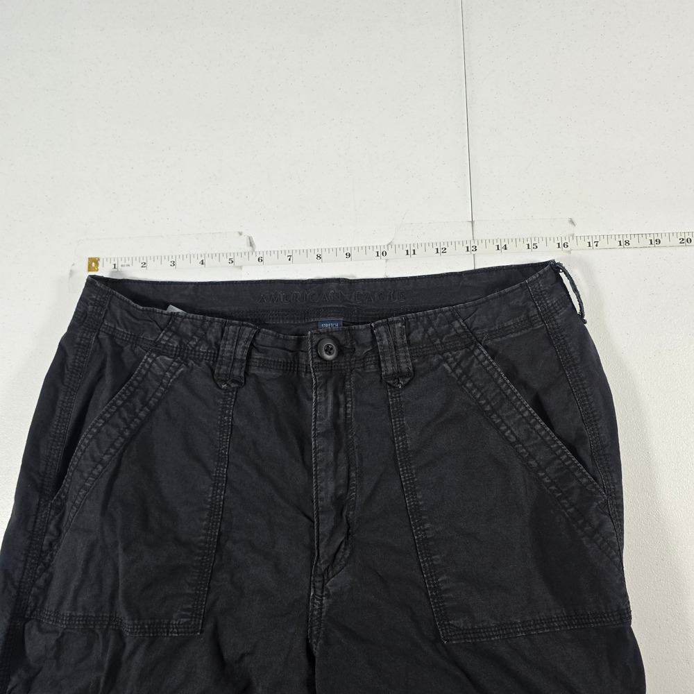 American Eagle Baggy Jogger Cargo Pants Womens 12 Black Stretch Utility 12609 - Picture 3 of 11